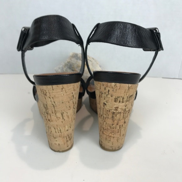 CALVIN KLEIN Leather Wedge Sandal Sz 8.5 - Picture 4 of 6